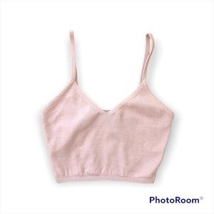 Sky and Sparrow Pink Knit Crop Tank Top